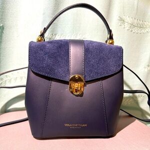 Viola Castellani Italy Leather convertible Backpack handbag in Navy